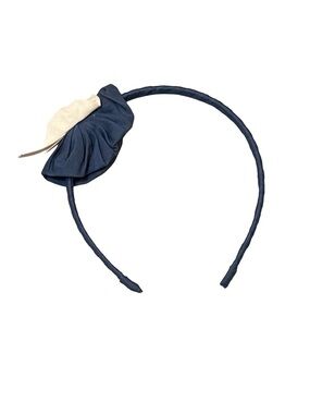 Janie and Jack Parisian Chic Navy and Cream Floral Accent Headband